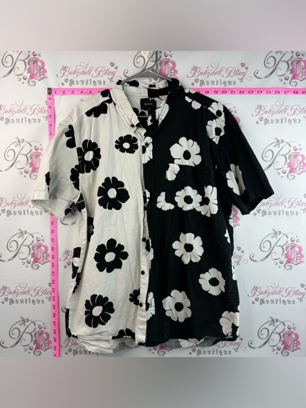 Bluenotes button up shirt Two-Tone Black & White Floral Button-Down Shirt